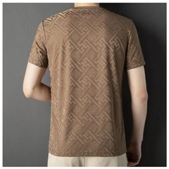 New Fashion Trend Ice Silk Breathable Summer Short Sleeve Luxury Men T-Shirt