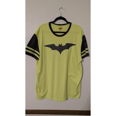 Lego Batman Movie Mens 2XL Neon Green Graphic Ringer T-Shirt DC Comics Logo
