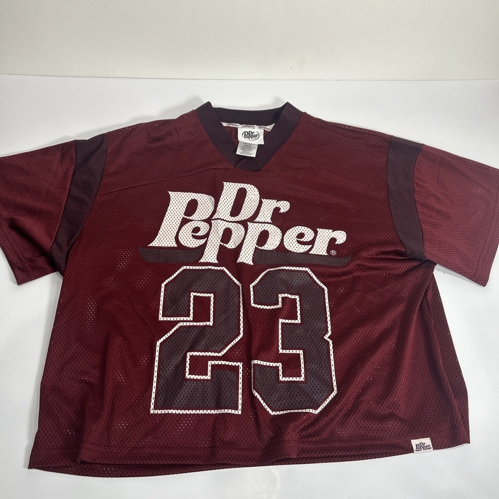 Dr Pepper Mesh Football Jersey 23 Mens Medium Burgundy Soda Promo Y2K
