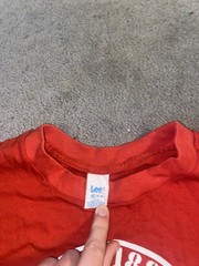 Vintage Lee Jeans CLASSIC LOGO T Shirt Red XL Rare Single Stitch