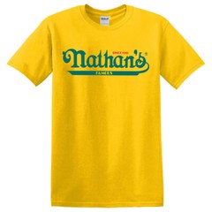 Nathan’s Famous Hot Dog Men’s Daisy Yellow T-Shirt Size S – 3XL