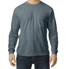 First Quality Dark Heather Gildan Heavy Cotton Adult Long Sleeve T-Shirt, Size M