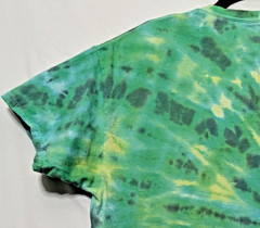 Handmade Tie Dye Radial Spiral Pattern Green Yellow XL Shirt 23″ W X 28″ L