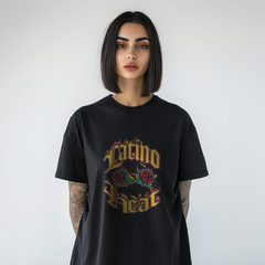 Latino Heat Shirt Chicano Style Flame Roses T-Shirt Hispanic Pride Tee A391