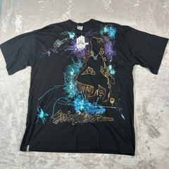New Miskeen Hand Painted T Shirt Mens 2XL Black Glitter Splatter Art VTG Y2K NWT