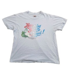 Hanes Vintage 70s Hawaii T-shirt Adult Boxy XL Powder Blue Surfer Beach Maui