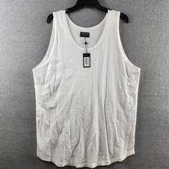 Goodlife Sun Faded Slub Scallop Tank Men’s XXL White Solid Scoop Neck Pullover