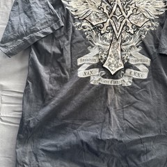 Vintage Avirex Shirt, Men’s XL ,Cross W/ Wings, Heavy Weight, Tee Y2K, Black