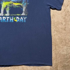 Vintage Earth Day Elephant Graphic T Shirt Mens XL Navy Blue Cotton Nature Tee