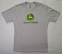 John Deere Logo Grey Cotton Blend T-shirt Size L