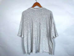 Y2K Left Coast Knit T-Shirt Adult Large Gray Striped Sleeve Cotton Knit USA Made
