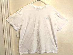 Polo Ralph Lauren Mens Shirt XL White Pony Logo Crew Neck Cotton Short Sleeve