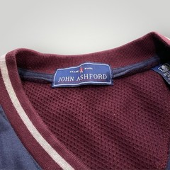 VINTAGE John Ashford Shirt Mens Large Striped V-Neck Sport 90s Rugby Preppy Y2K