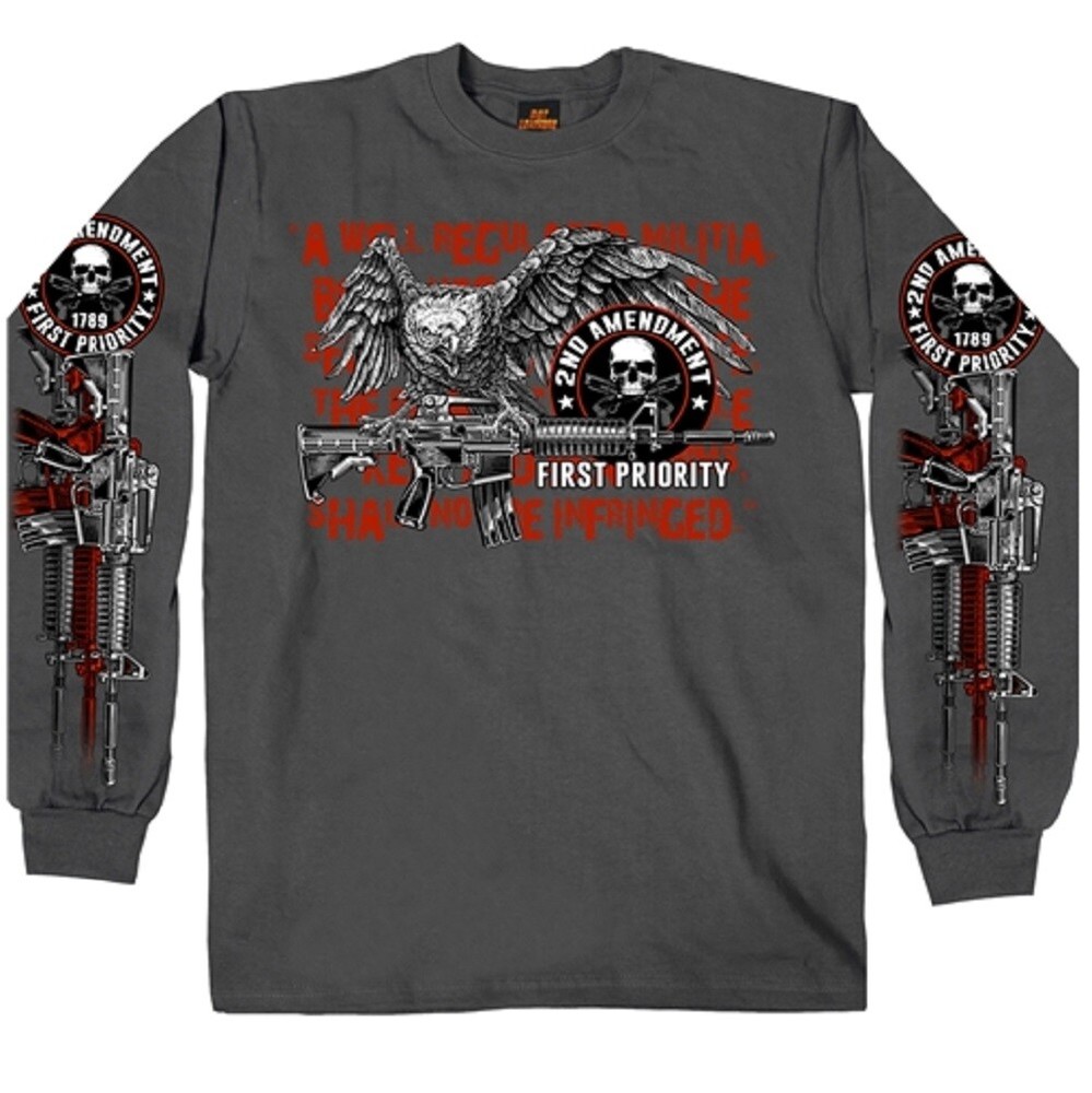 Militia Eagle 2nd Amendment Support Crew Men’s Long Sleeve T-Shirt