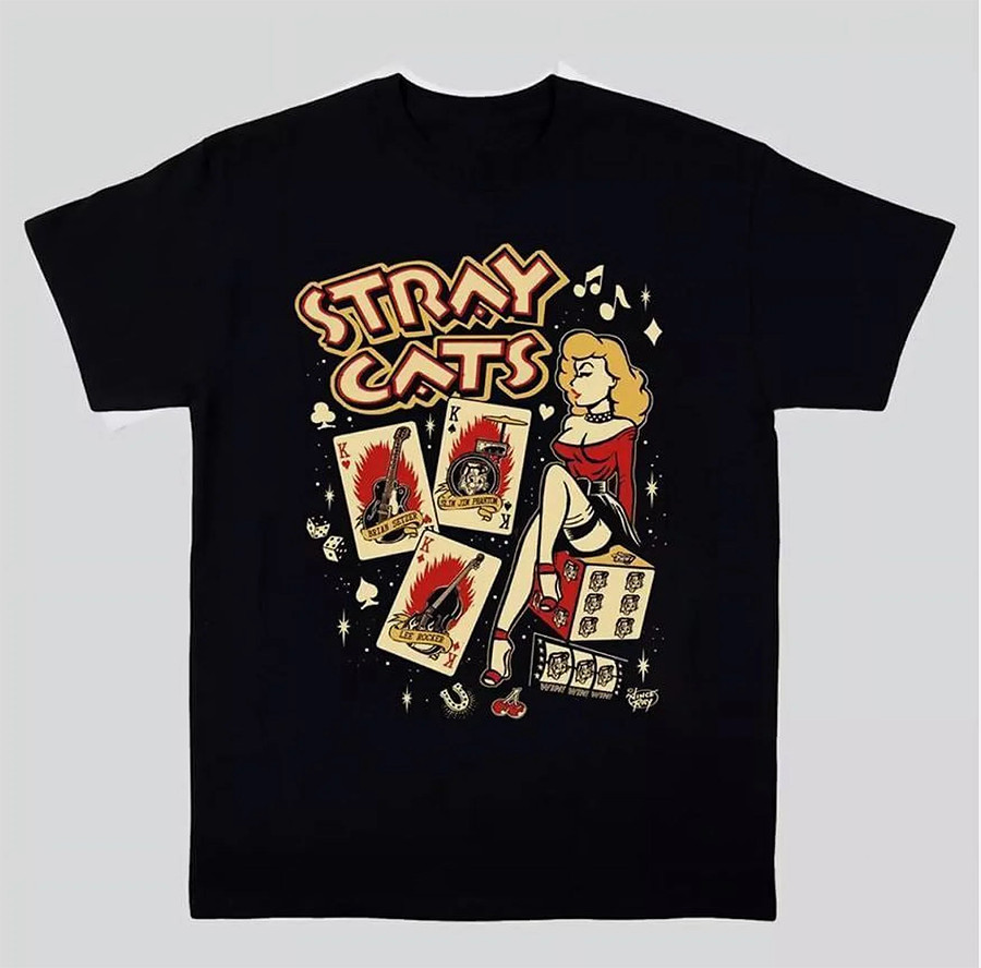 Stray Cats band Vtg BLACK T-shirt Unisex All sizes S to 45Xl XZ1064