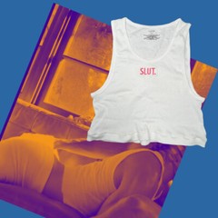 Personalizable Custom Embroidery SLUT mens white super short crop rib tank top