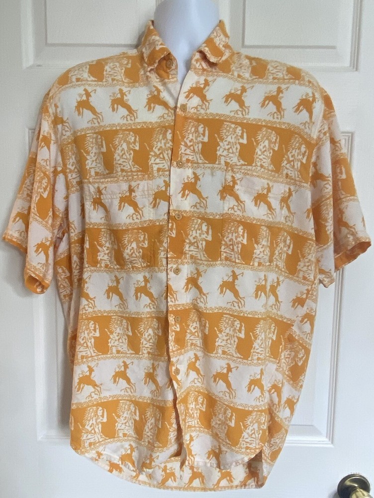 Vintage What’s Happening Primitive Heat Tribal Hawaiian Button Shirt – Men’s L