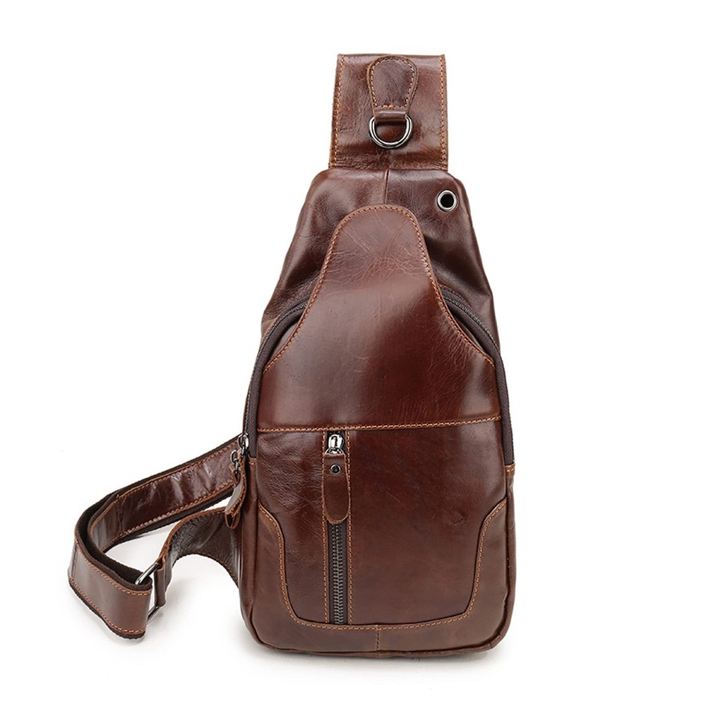 Waterproof Sling Bags for Men and Women, Leather Crossbody Daypacks for Travel