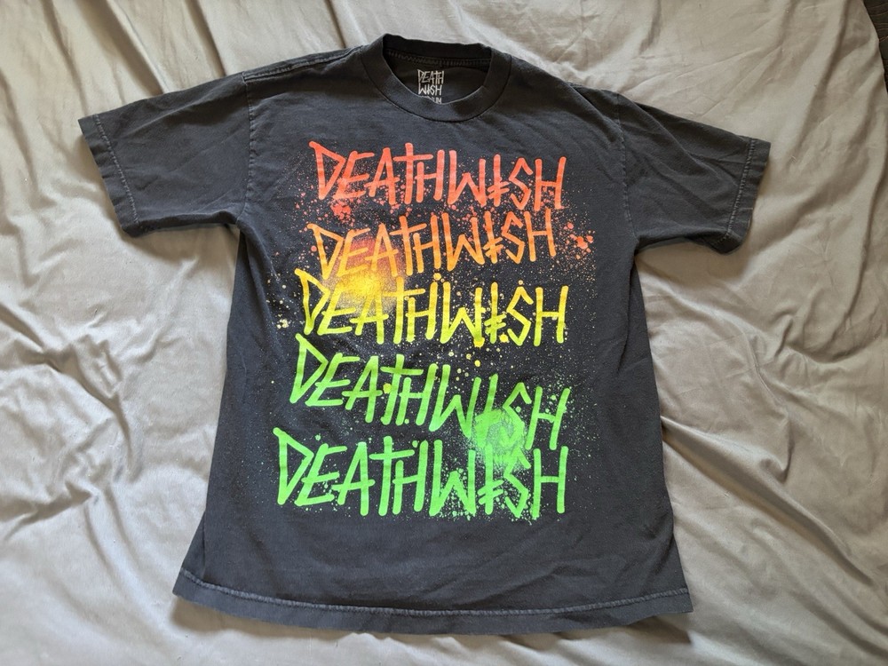 Deathwish Skateboards Spitfire Collab Shirt Mens Medium Black Rasta Graffiti