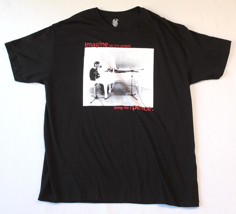 John Lennon Imagine All The People Living Life In Peace Black Shirt XL black