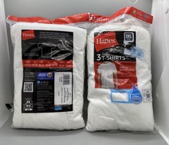 Hanes Big Men’s 2 Packs Of 3 Crew T-Shirts White Size 3XL NEW Tangles