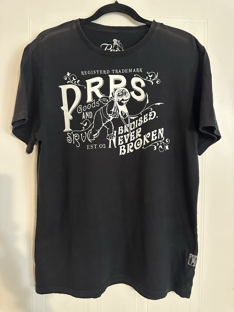 Prps Shirt Men’s L Black Japanese Denim Bruises Never Broken Graphic Logo