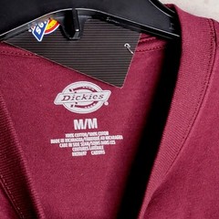 DICKIES HEAVYWEIGHT SHIRT MEDIUM RED BURGANDY WORK WEAR Long Sleeve MENS NWT