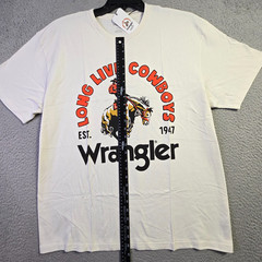 Wrangler Cowboys Shirt Men Large White Cowboy Horse Classic Western Casual NWT