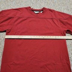 Orvis T-Shirt Mens Medium Red Short Sleeve Cotton Football Yoke Split Hem Tee