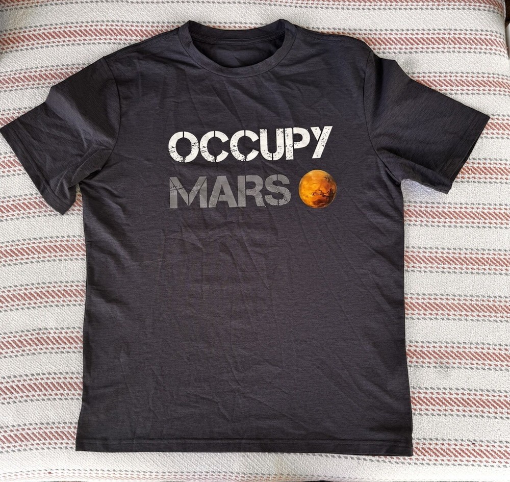Occupy Mars Space Unisex T-Shirt Polyester Super Stretchy Spandex Material.