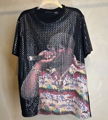 Sean John Mens Hiphop rapper Notorious B.I.G Casual Black Graphic T-Shirt|SZ:L