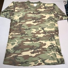 Vtg Woodland Camouflage Shirt Medium Green 80s USA Made Single Stitch Gorpcore