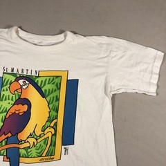 VINTAGE Parrot Shirt Mens Large White Birds Outdoors Casual Soft Cotton 1548
