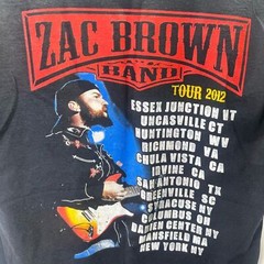 Zac Brown Band 2012 Tour Shirt Mens L Music Country T-shirt Black Event 1874