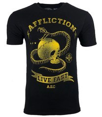 AFFLICTION SNAKE EYES Men’s T-shirt BLACK Biker MMA