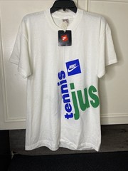 Vintage NWT 90s Just Do It Tennis Block Tag T-shirt Single Stitch Shirt Size L