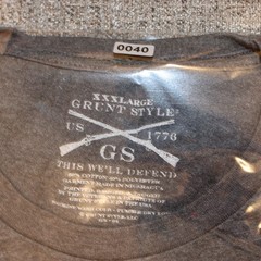 Grunt Style Mens 3XL T-Shirt Gray American Flag Grenade Bullet Graphic Tee XXXL