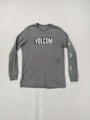 Volcom Mens Size Large Long Sleeve Gray Skateboarding Iconic Stone Graphic