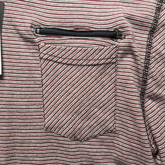 Mecca USA Shirt Mens XL Red Striped V-Neck Chest Pocket Zipper Tee Cotton Jersey
