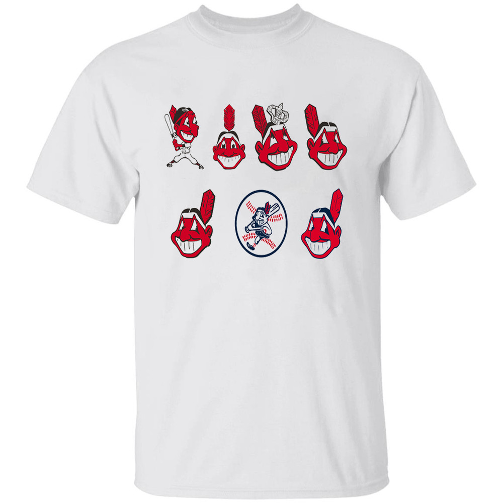 Cleveland Indians Logo Timeline Men T-shirt White All Sizes S-5XL JJ4405