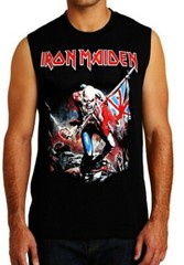 IRON MAIDEN TROOPER PUNK ROCK Band Black Muscle Shirt