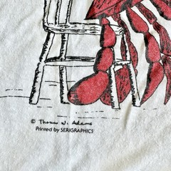 Vintage Lobster Ringer Shirt Tee Mens Medium White Red Screen Stars 80s Funny SS