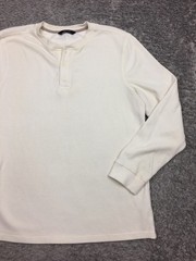Members Mark Thermal Henley Shirt Mens Size XL Off White Long Sleeve Cotton