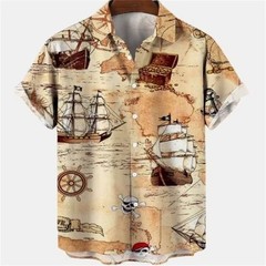 Mens Button Down Japanese Dragon Samurai Hawaiian Novelty Holiday Summer Shirt