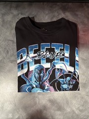 DC Comics Blue Beetle Graphic T-Shirt Black Short Sleeve Superhero Tee Size M