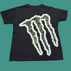Monster Energy T Shirt Medium Y2K Logo Graphic Short Sleeve Cotton Black Green