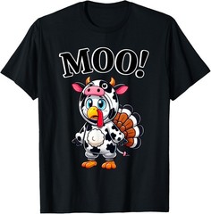 Turkey Moo Funny Thanksgiving T-Shirt