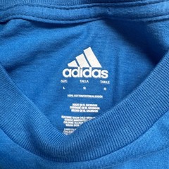Adidas Essentials Badge of Sport BIG LOGO TEE Mens Large Blue White NEW