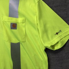 Carhartt Shirt Mens LT Yellow Hi Vis Reflective Pocket Safety Work Tee Top