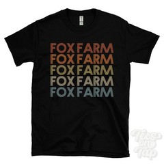 FOX FARM REPEATED RETRO STYLE T-SHIRT mens & womens uk place name gift